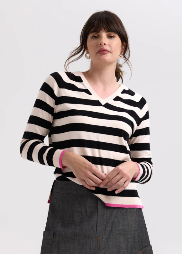 ZAKET & PLOVER ESSENTIAL STRIPE V KNIT SHELL