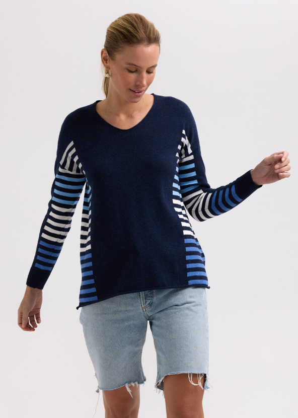 ZAKET & PLOVER SIDE STRIPE JUMPER DENIM