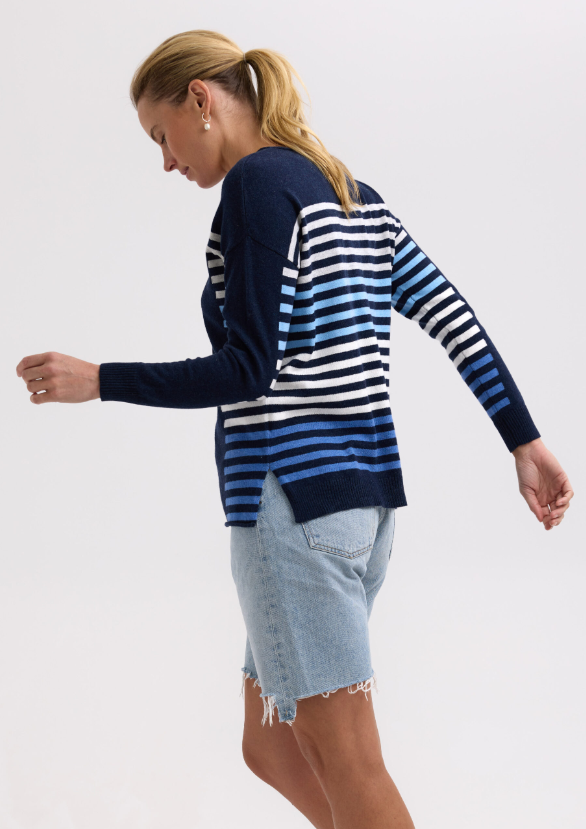 ZAKET & PLOVER SIDE STRIPE JUMPER DENIM