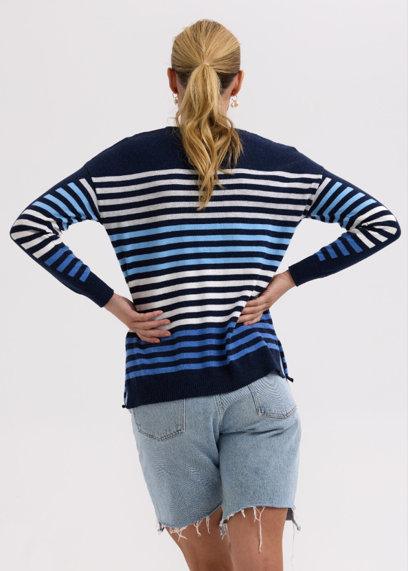 ZAKET & PLOVER SIDE STRIPE JUMPER DENIM