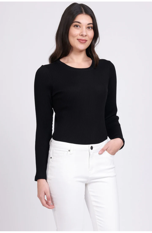 FOIL RIB IT  MERINO TOP BLACK